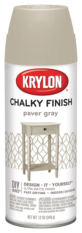 Kry4105 Chalky Finish Spray Paint, Paver Gray, 12 Ounces