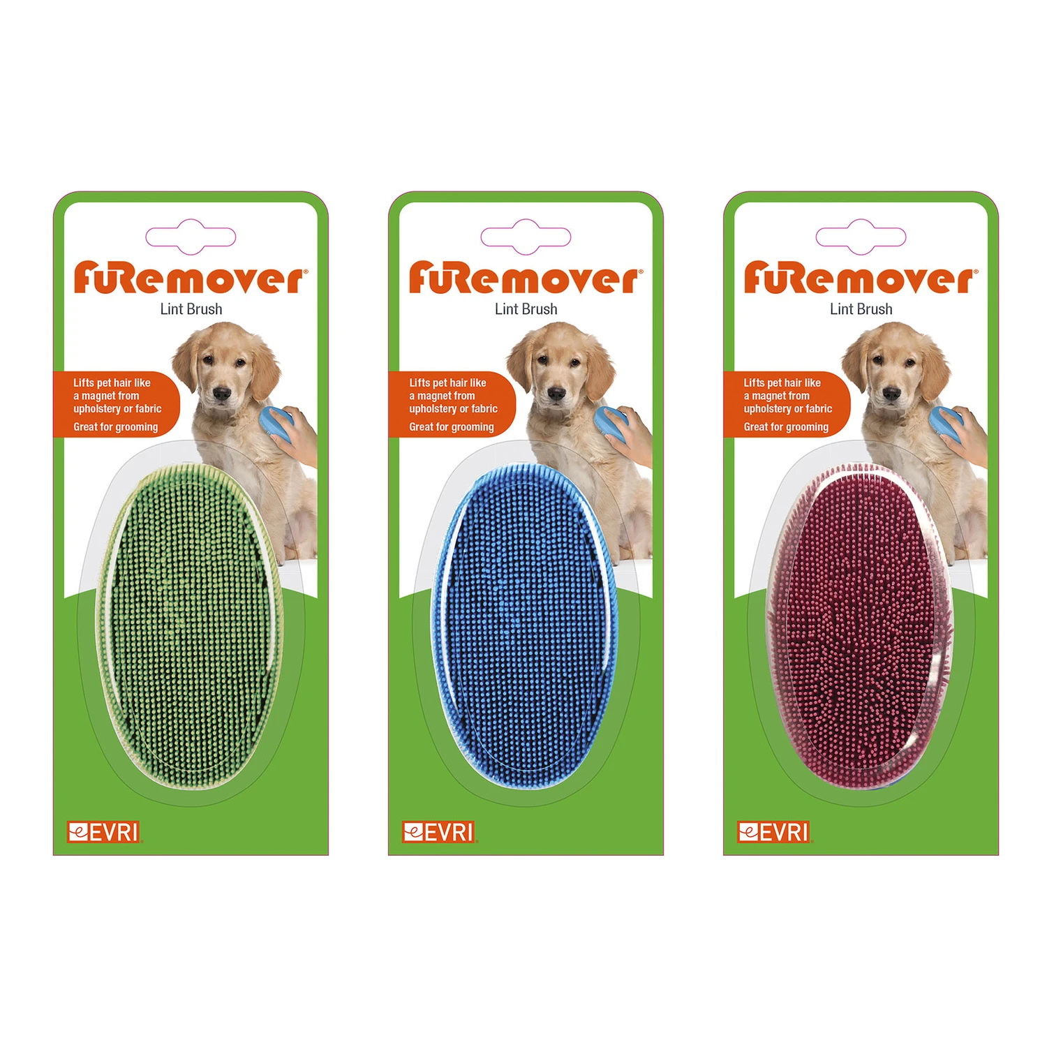 Evri Furemover Rubber Lint Brush - Natural Rubber, Safe For Clothing & Pets, Pack Of 6
