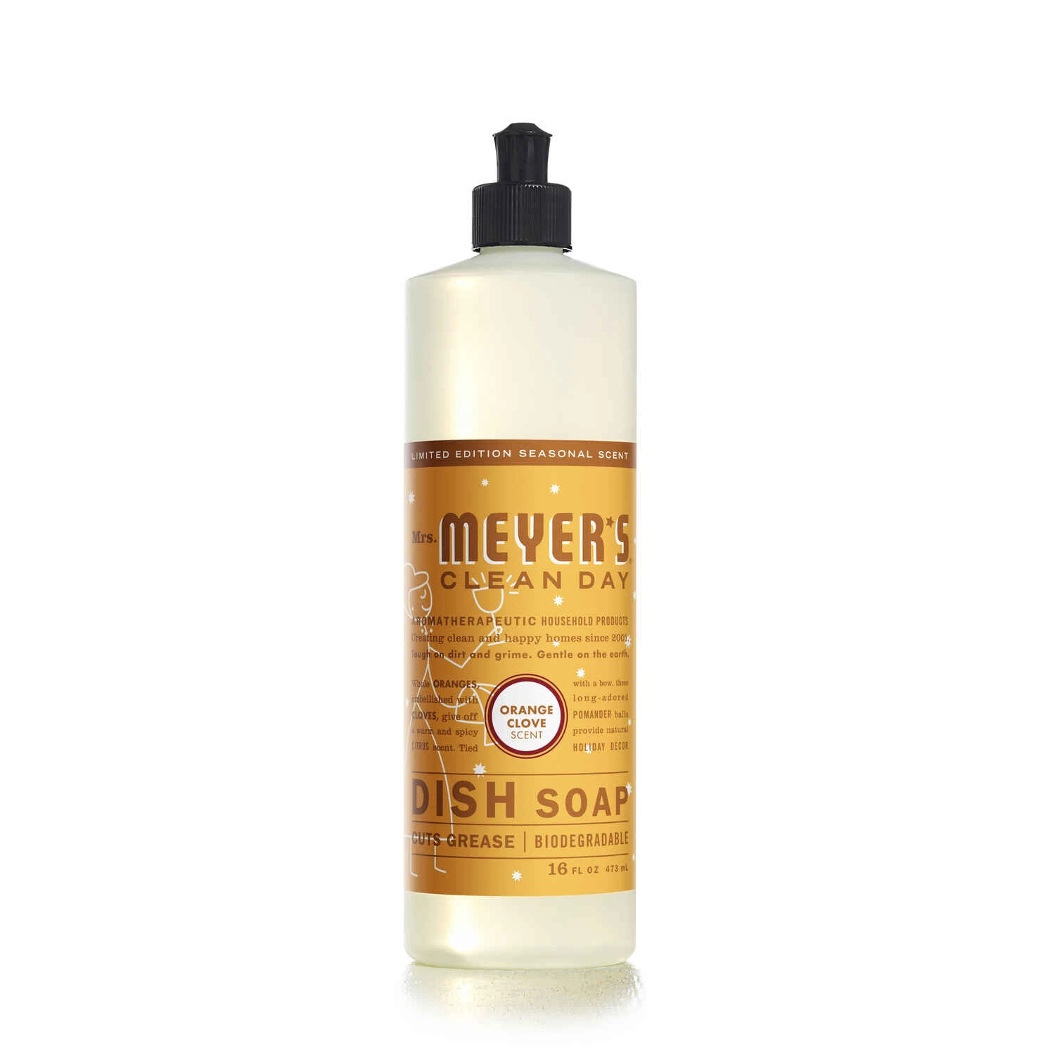Liquid Dish Soap, Holiday Orange Clove Scent, 16 oz.