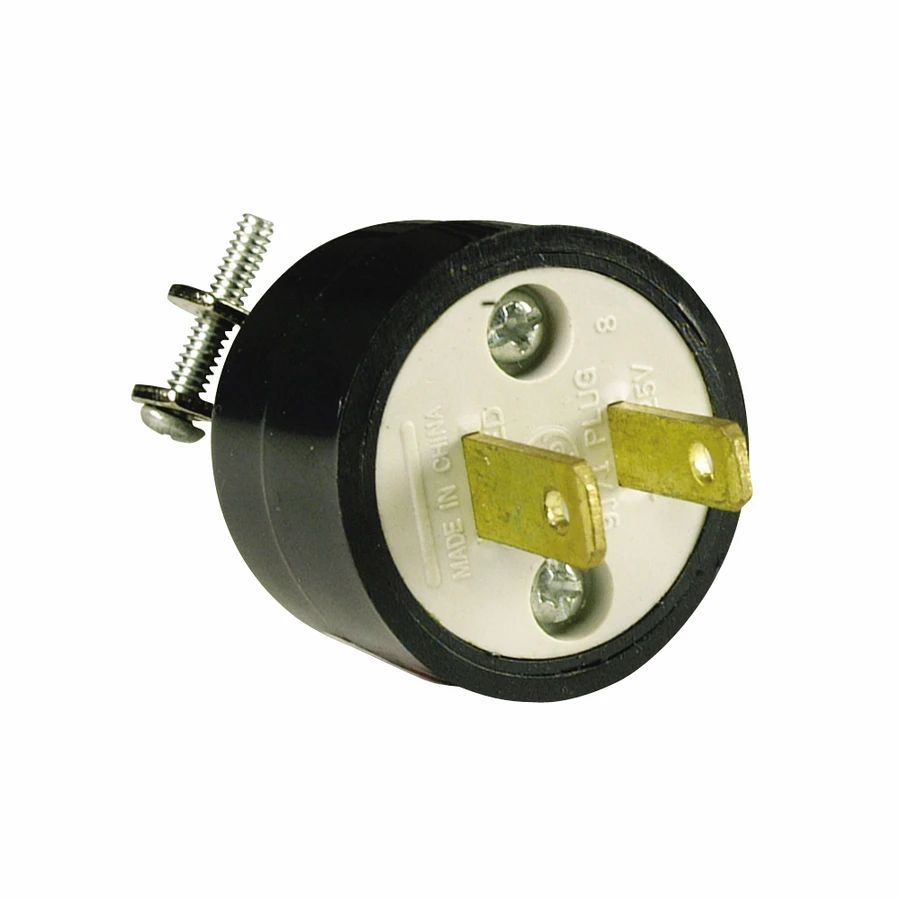 Pass & Seymour 15a/125v Vinyl Plug 2 Pole 2 Wire Black Rubber 111mccc10 - 10 Pk