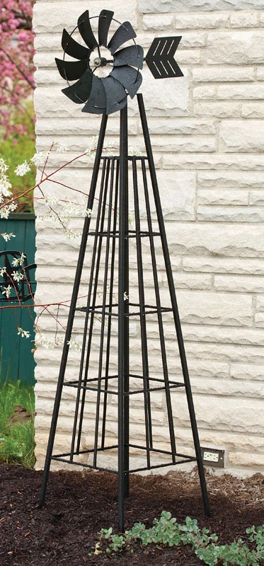72 Inch Metal Decorative Windmill Obelisk For Climbing Plants