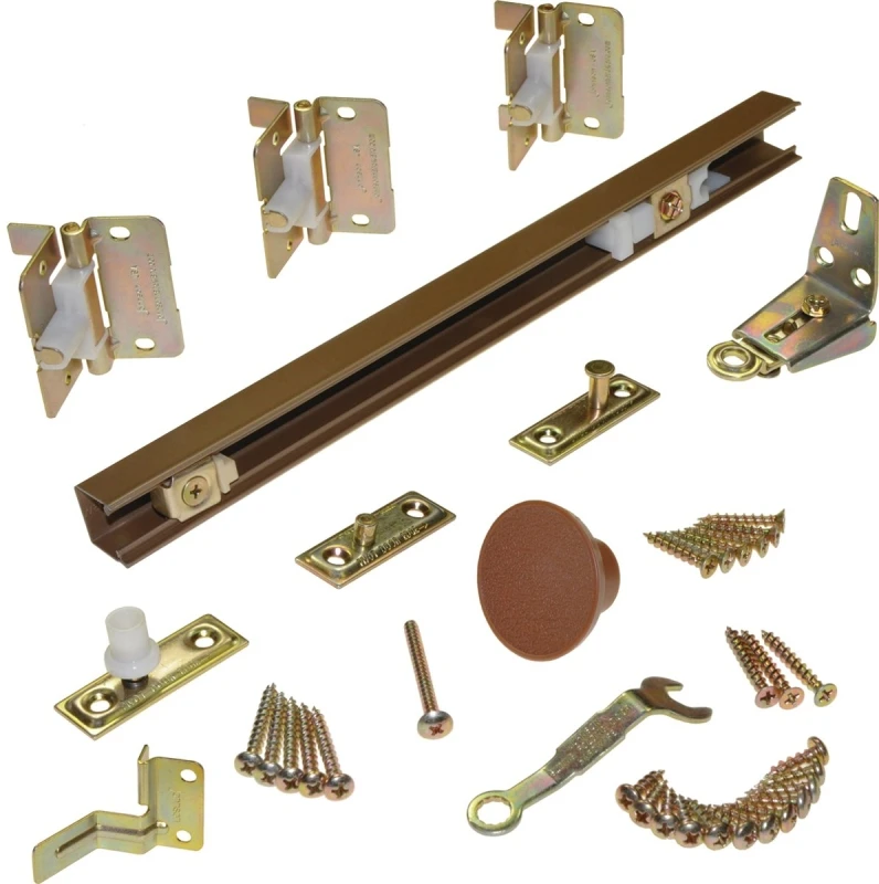 Bi-Fold Sliding Door Hardware Set for Doors 1 and 1/8 to 1 and 3/8 Inches Thick, 3 Foot Track Length