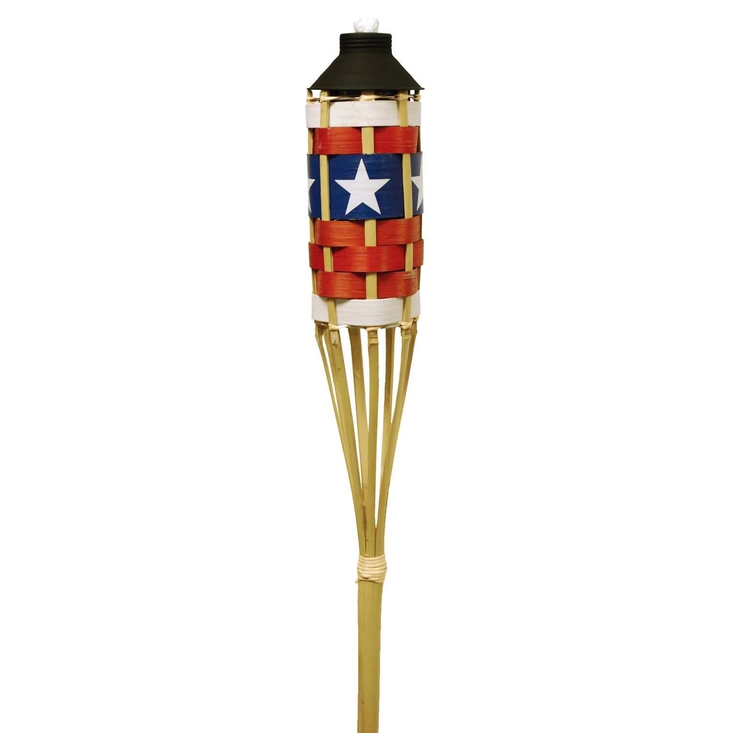 Easy Pour Multi-color Bamboo 57 In. American Flag Torch With Flameguard