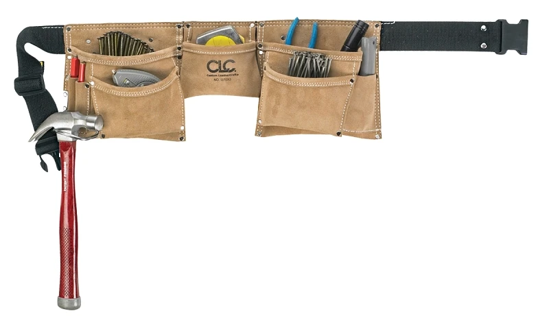 8-pocket Suede Leather Heavy-duty Carpenter Apron With Quick-release Belt