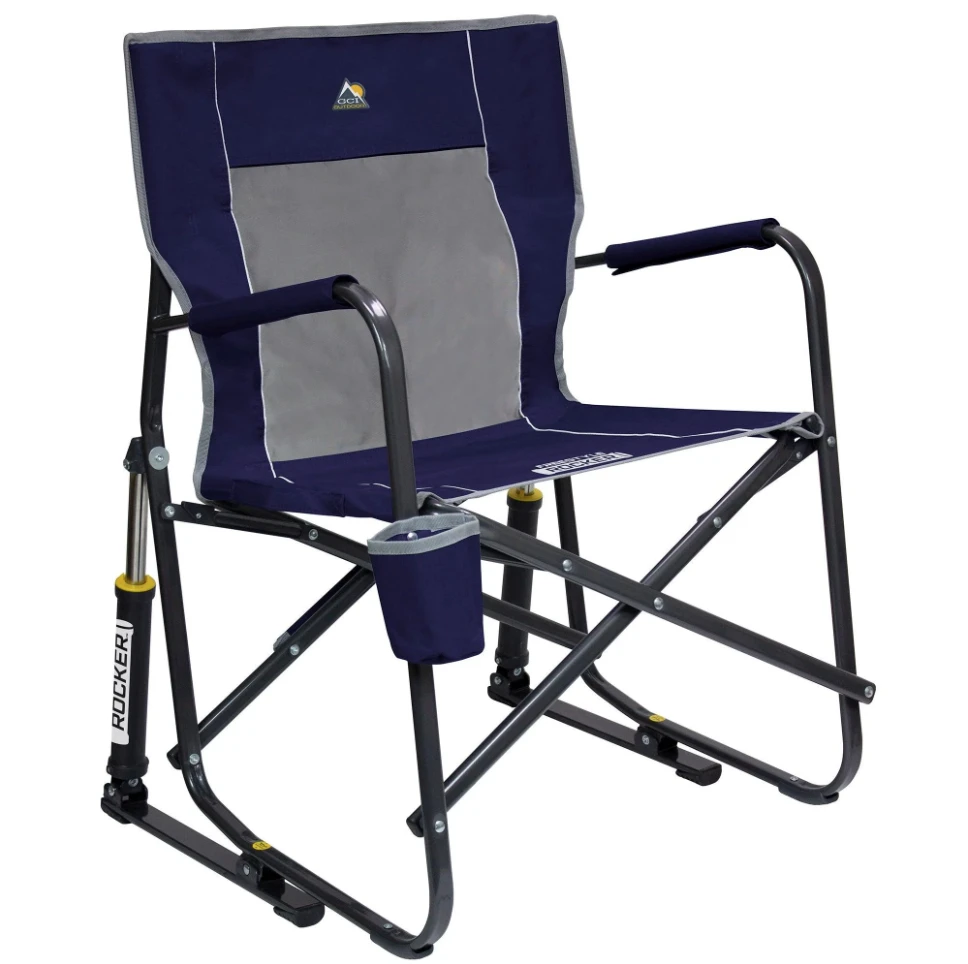 Freestyle Rocker Chair, Indigo Blue, Folding, Steel Frame, 250 Lb Capacity