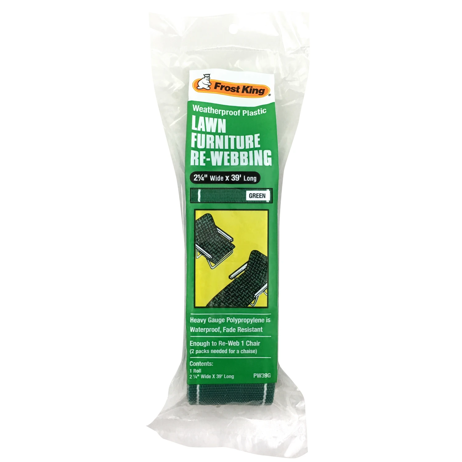 39 Ft. Green Heavy-gauge Outdoor Chair Webbing Pw39g