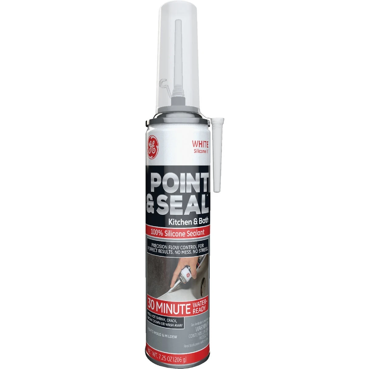 Point And Seal White Silicone Ii Kitchen And Bath Caulk Sealant 7.25 Oz