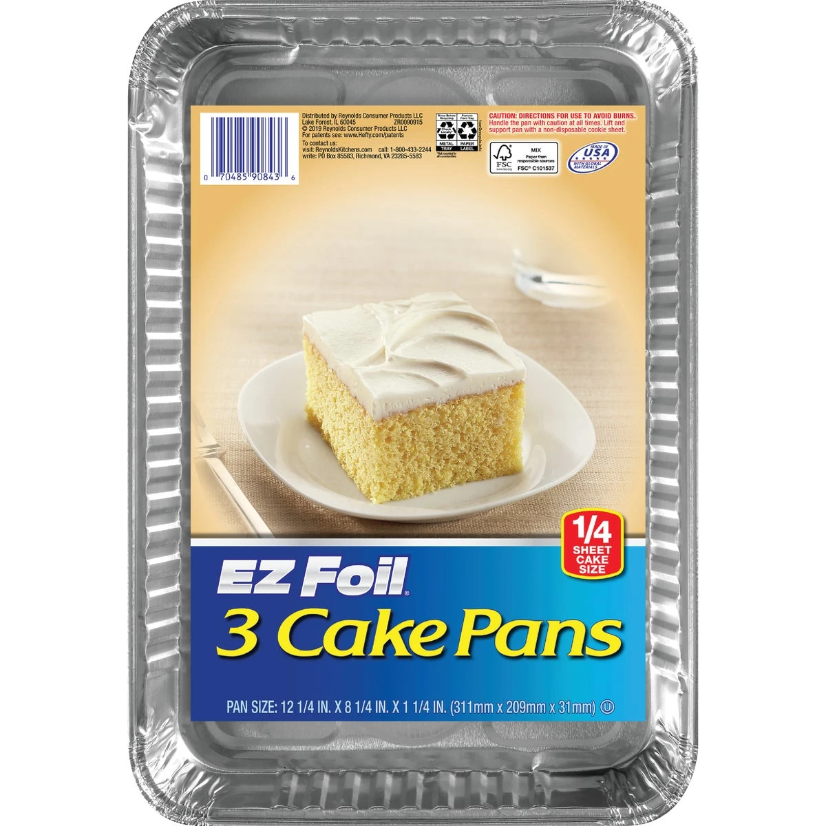 EZ Foil Cake Pan Set, Oblong, 12-1/8 x 8-1/4 x 1-3/16-In., 3-Pk.