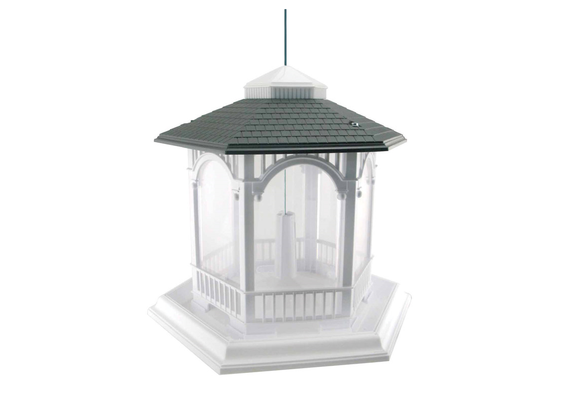 Cherry Valley Deluxe Gazebo Bird Feeder, 10 Lb Capacity, 6 Ports, White