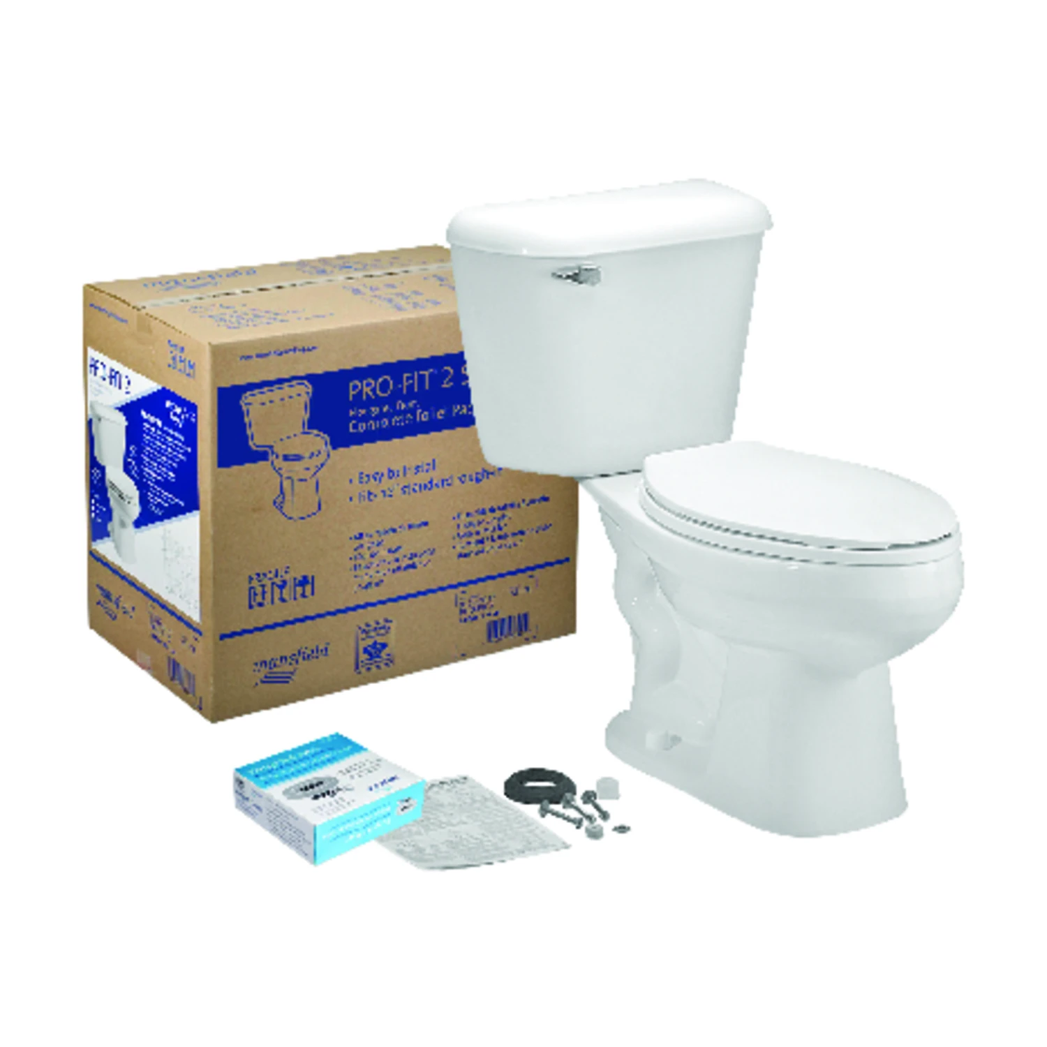 2 White Elongated Bowl 1.6 Gpf Complete Toilet Kit