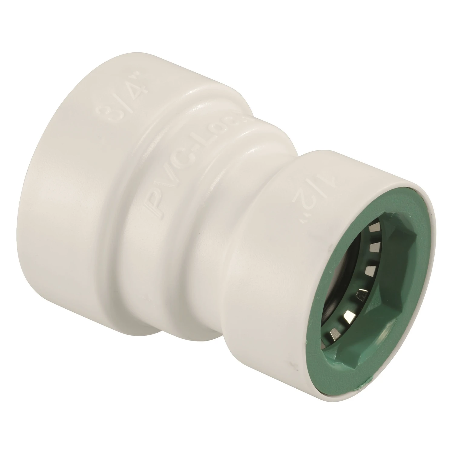 Underground Sprinkler Reducer Coupling, 3/4 Inch by 1/2 Inch Polyvinyl Chloride Locking Fitting