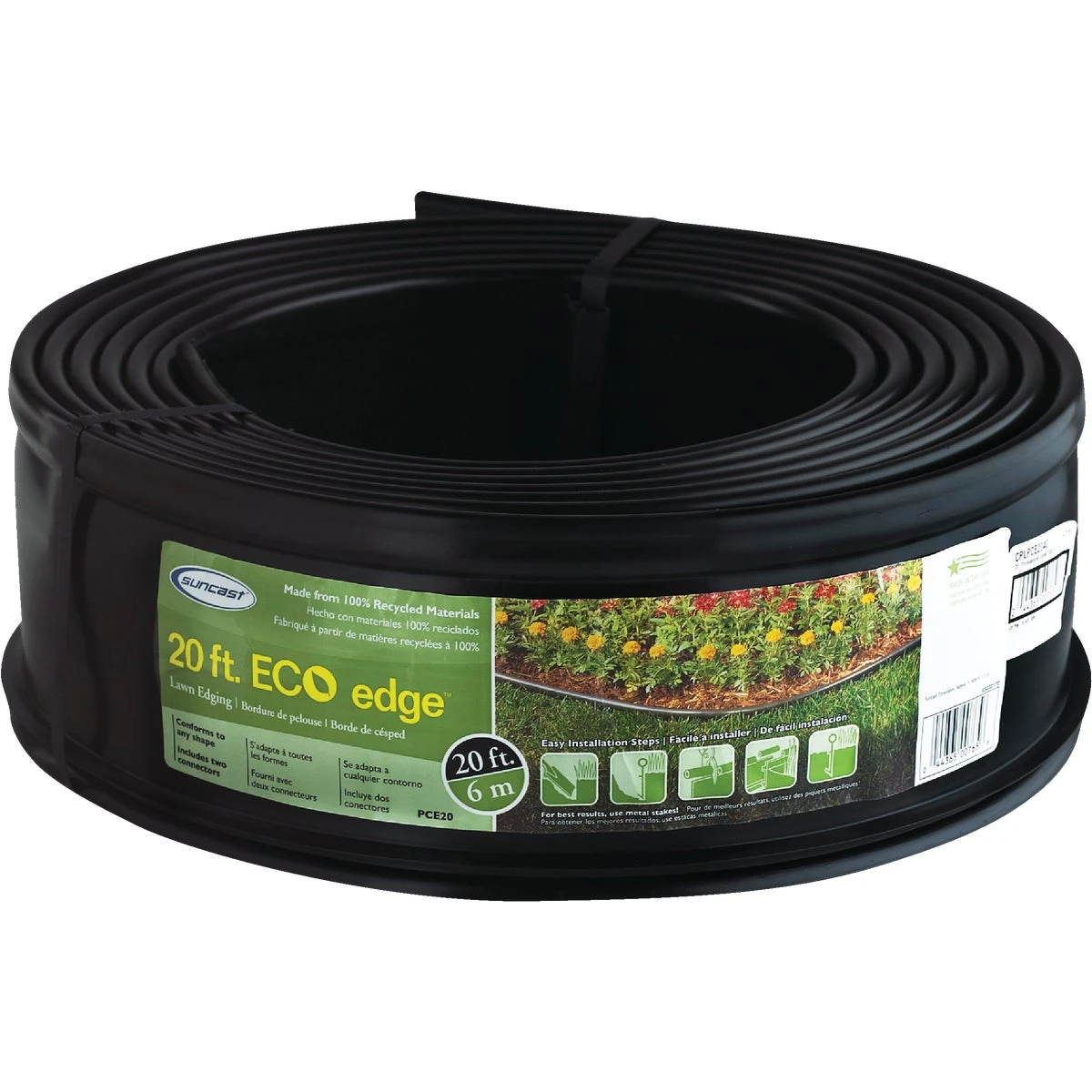 5 In. H X 20 Ft. L Black Recycled Plastic Lawn Edging Pce2040