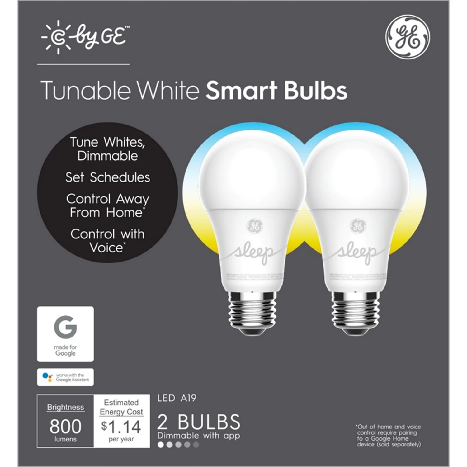Cync LED C-Sleep Smart Bulb, Soft White Daylight, 800 Lumens, 11-Watts, 2-Pk.