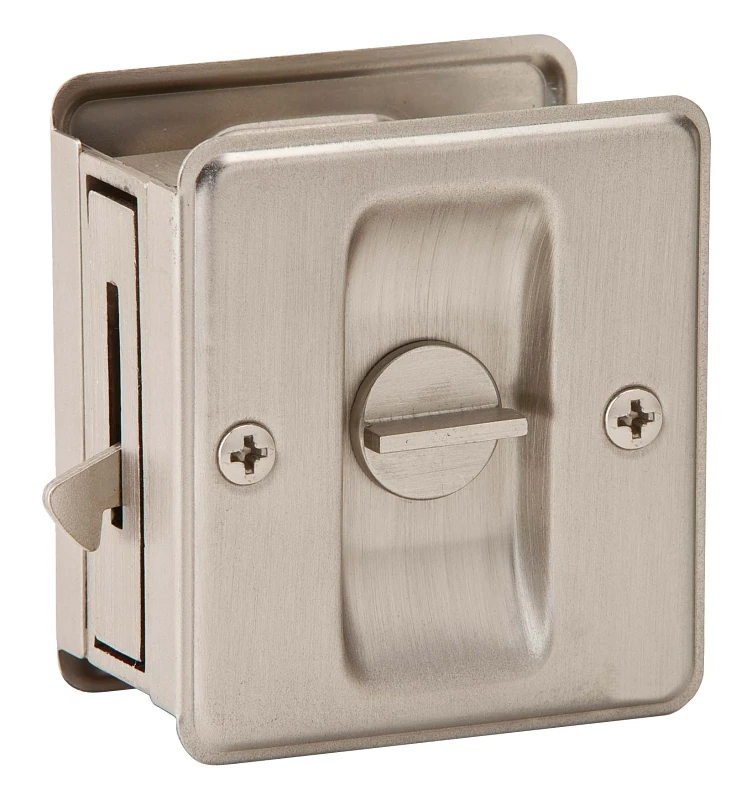Sc991b-619 Satin Nickel Privacy Pocket Door Lock Pull For 1-3/8 To 1-1/2 In. Doors