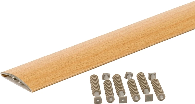 Multifloor Transition Strip with Oak Finish Aluminum and Hidden Fasteners, 1 and 9/16 Inches by 36 Inches
