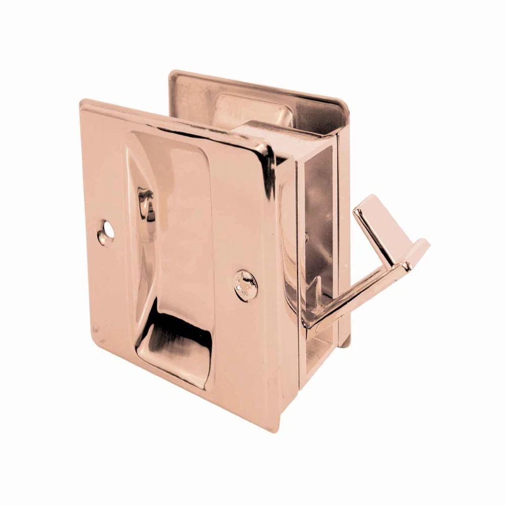 N 6770 Solid Brass Pocket Door Pull, Polished Brass Finish