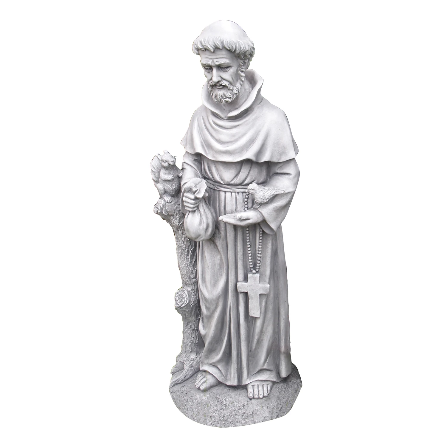 31 Inch H Fiberstone St. Francis Statue With Squirrel Decoration