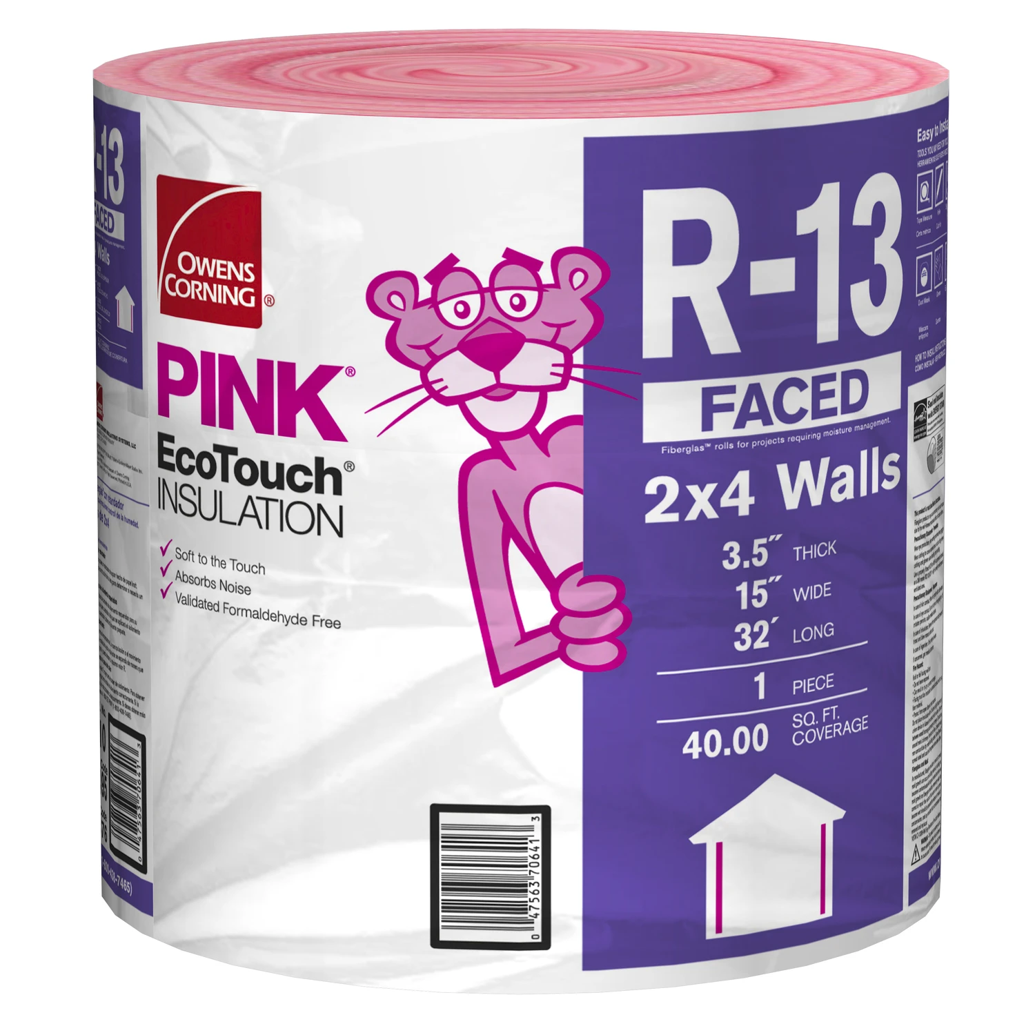 Ecotouch 15 In. W X 32 Ft. L R-13 Kraft Faced Fiberglass Insulation Roll