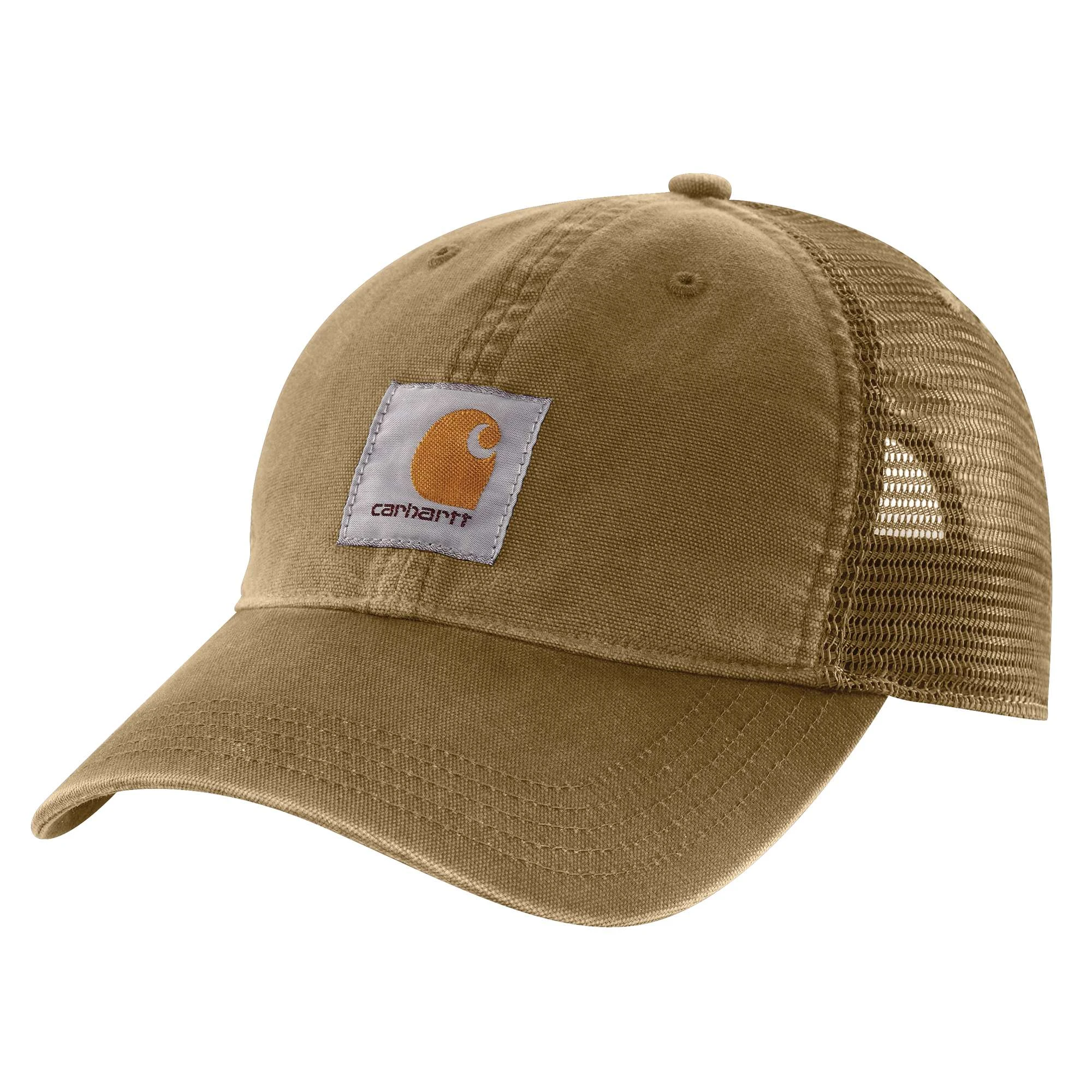 Men's Canvas Mesh-back Cap, Dark Khaki, Model Ah0286