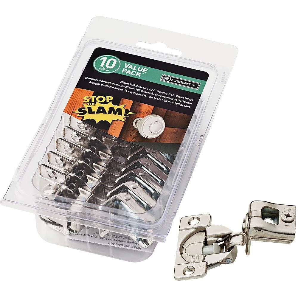 35 mm 105-Degree 1-1/4 in. Overlay Soft Close Cabinet Hinge (5-Pairs)