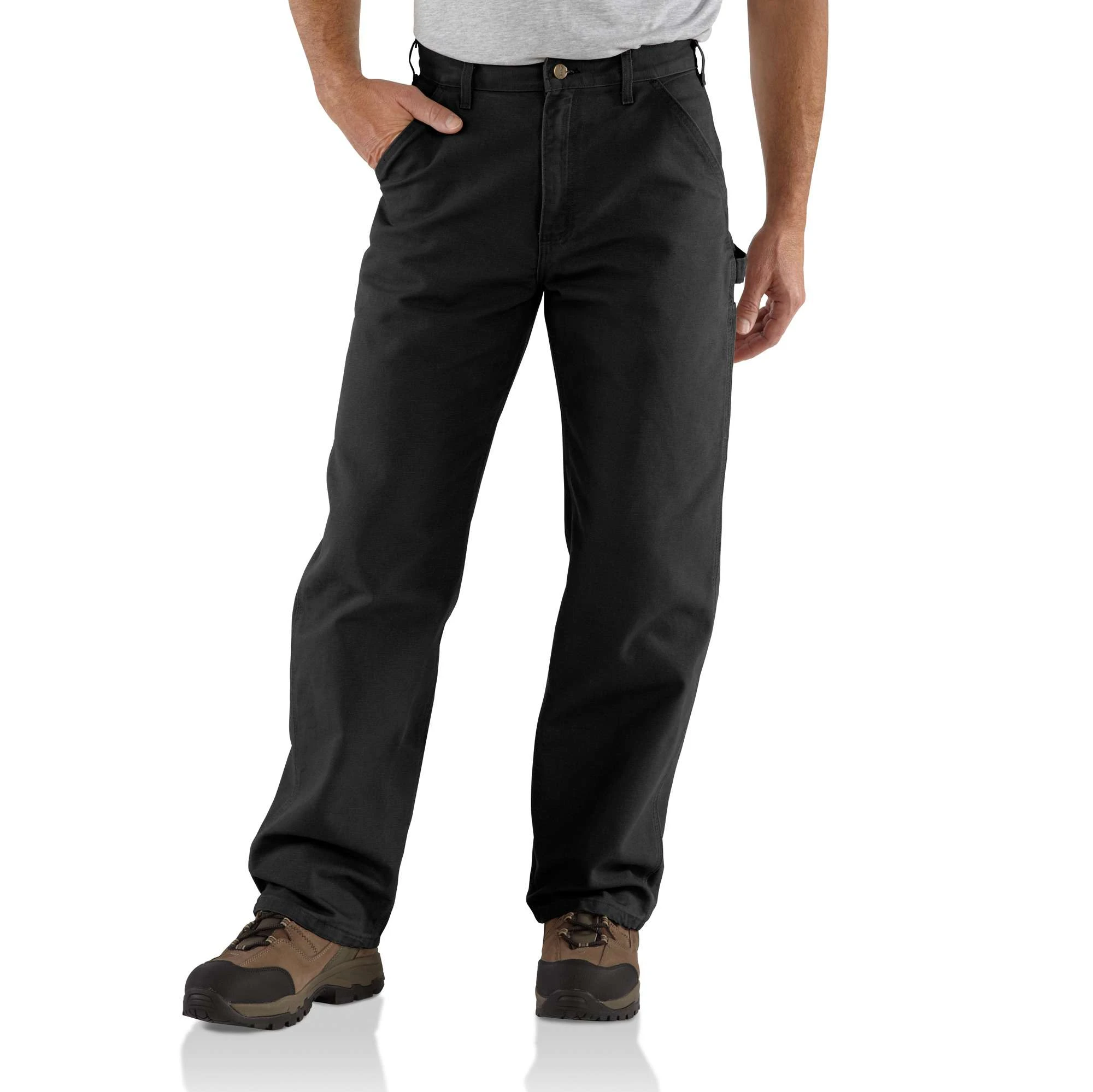 Men's Loose Fit Washed Duck Utility Work Pant, Black, Size W34