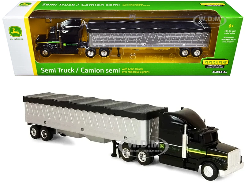 1/64 Scale John Deere Grain Hauler Semi Truck With Trailer