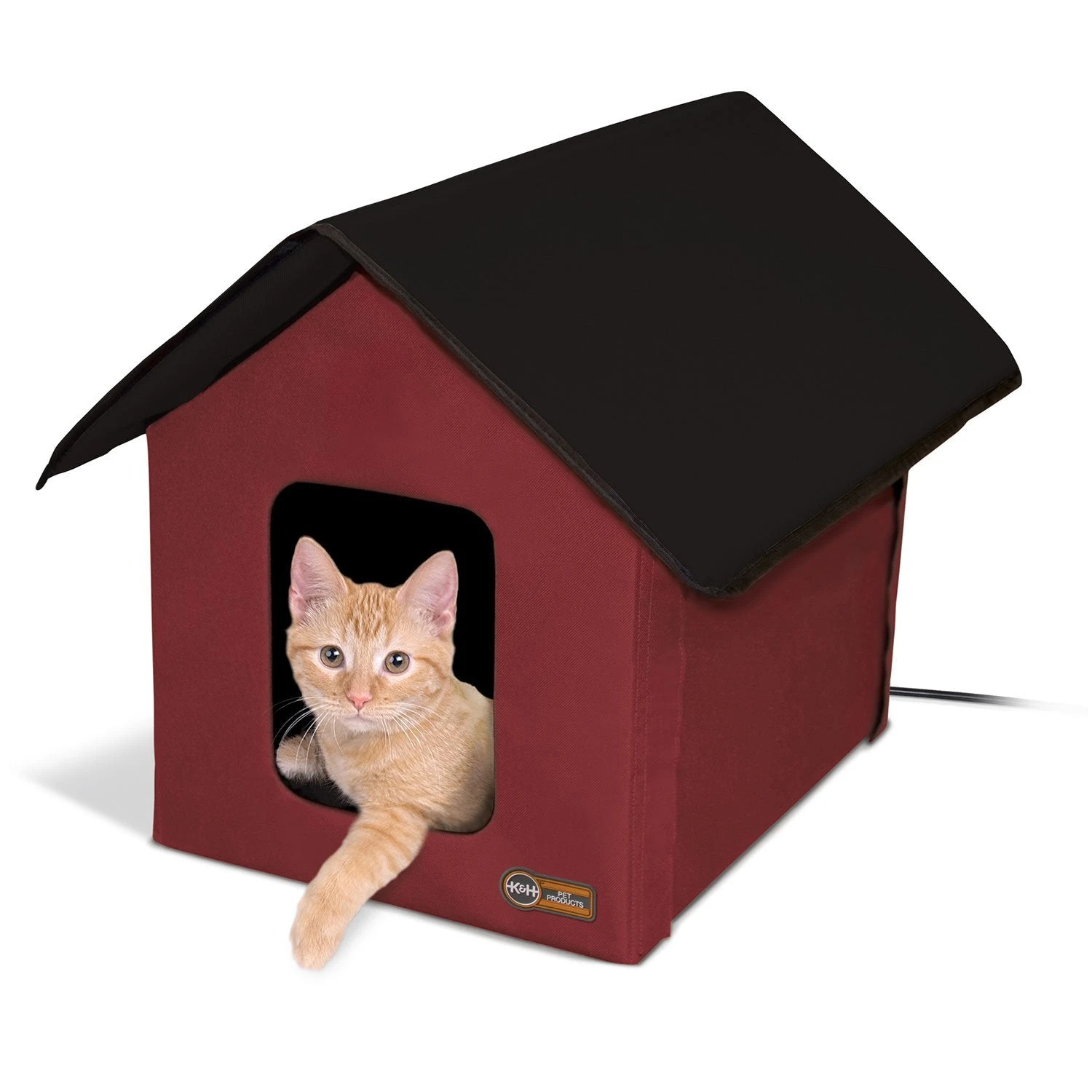 Thermo Outdoor Heated Kitty House, 18 X 22 X 17 In., Barn Red/black