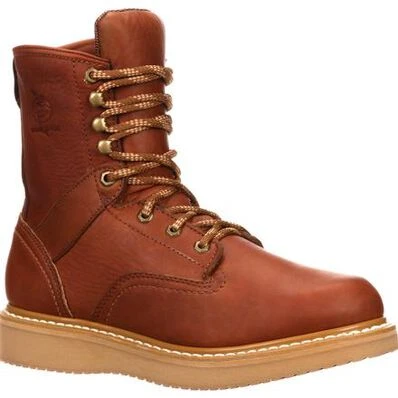 Men's 8-inch Wedge Work Boots, Barracuda Gold, Size 11 Wide