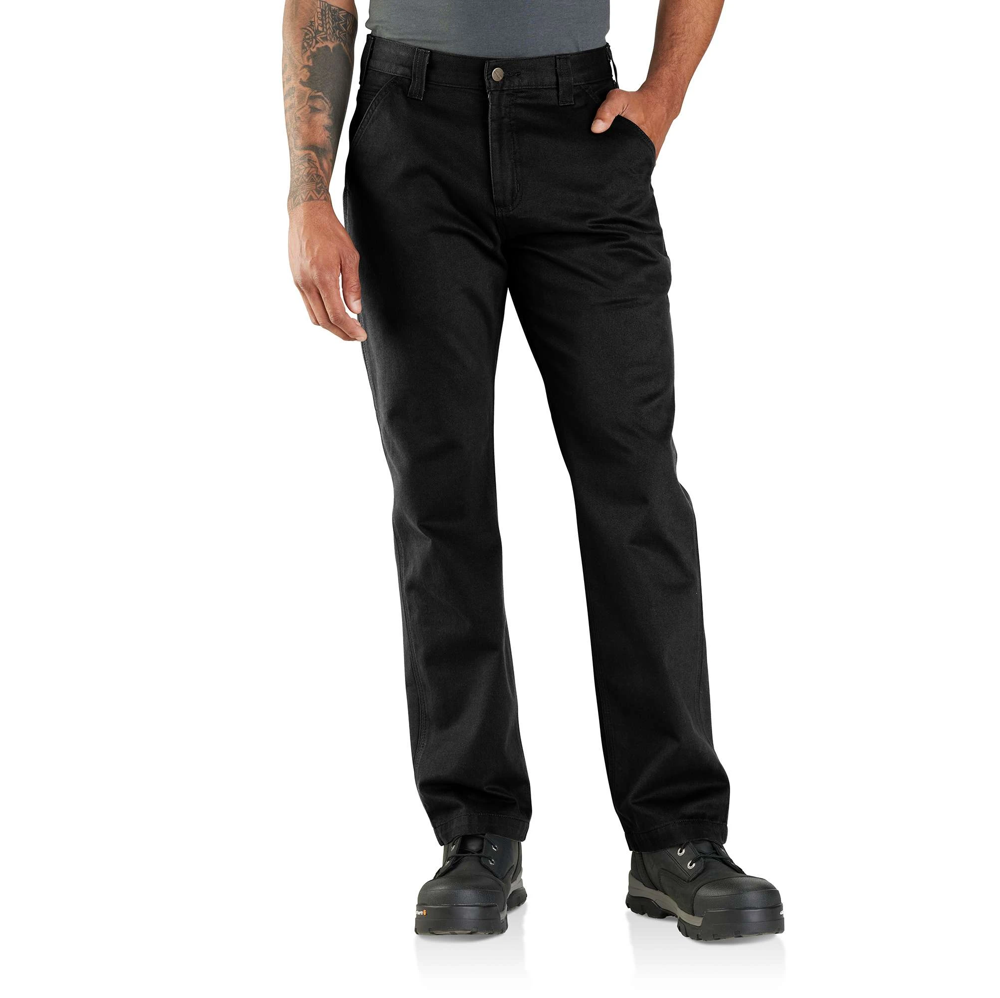 Men's Relaxed Fit Washed Twill Utility Work Pant - Black - Size W32