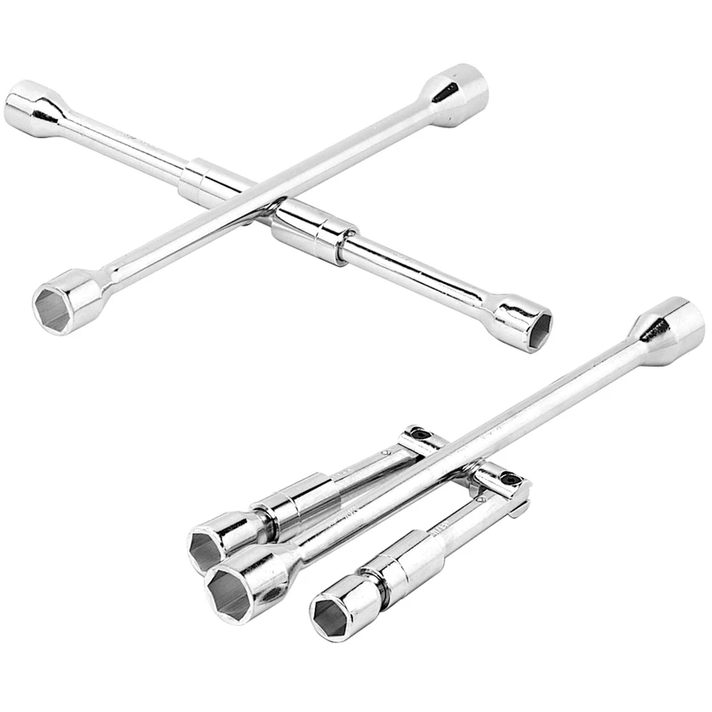 6 Point Metric And Sae 4-way Folding Lug Wrench 7 In. L