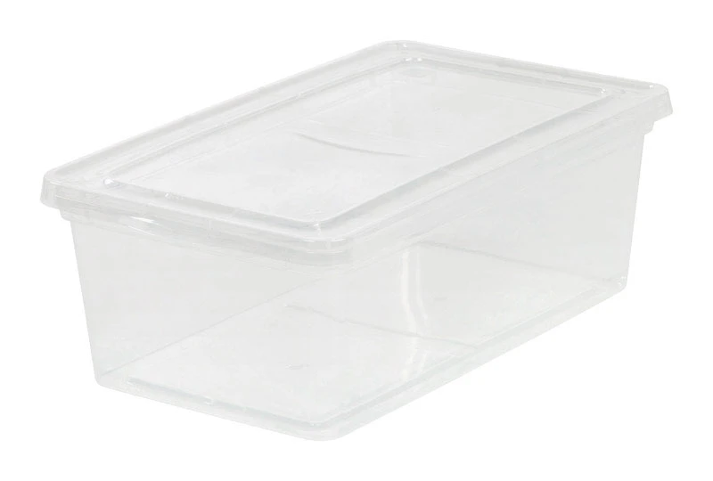 Iris 6 Qt Clear Storage Box, Stackable, 4.87 In. H X 8.2 In. W X 14.25 In. D, 18 Pk