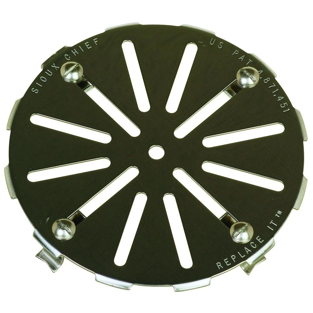 Gripper 7-1/4 In. Chrome Round Stainless Steel Floor Drain Cover