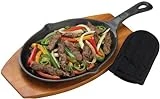 Grill Pro 98170 Cast Iron Fajita Pan With Handle Cover - 8" X 2" X 17.5"