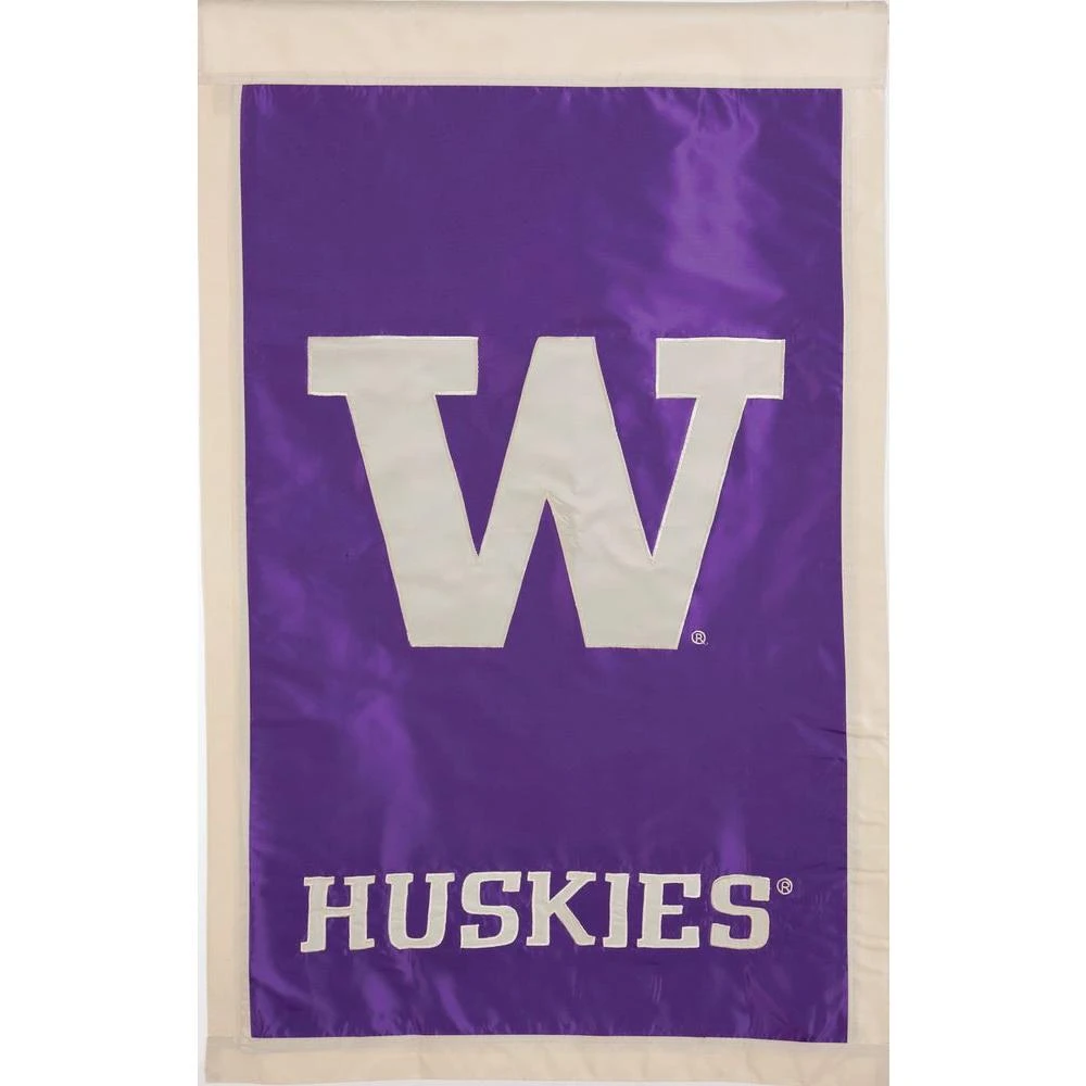Washington Huskies 28 In. X 44 In. Double-sided Applique Flag
