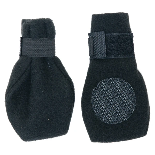 Pet Arctic Fleece Dog Boots With Pvc Sole, Black, Medium Size For Paws 3.25-3.75"
