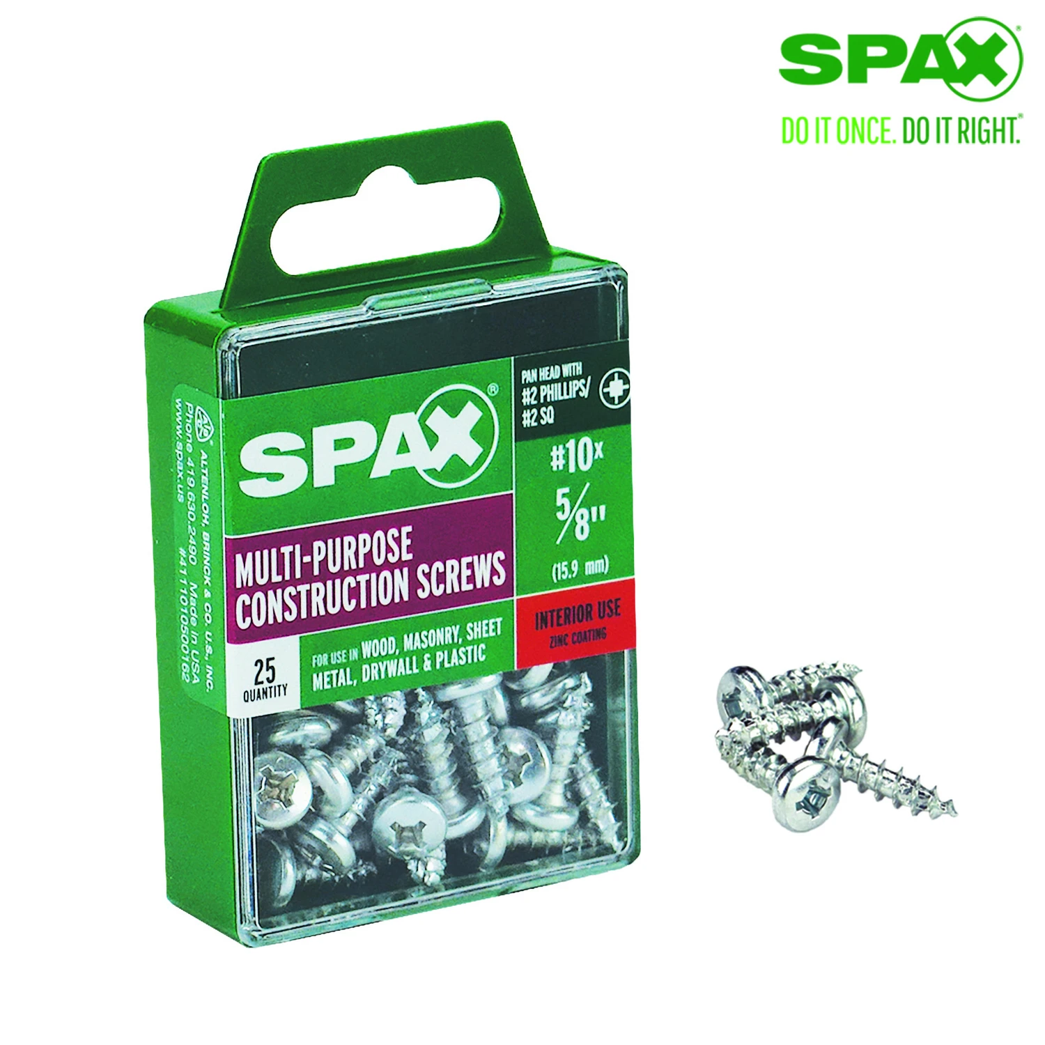 SPAX No. 10 X 5/8 in. L Phillips/Square Zinc-Plated Serrated Multi-Material Screw 25 pk