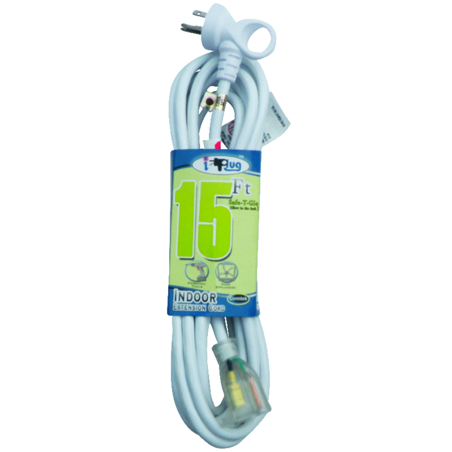 Indoor 15 Ft. White Extension Cord 16/3 Sjtw With I-ring Plug