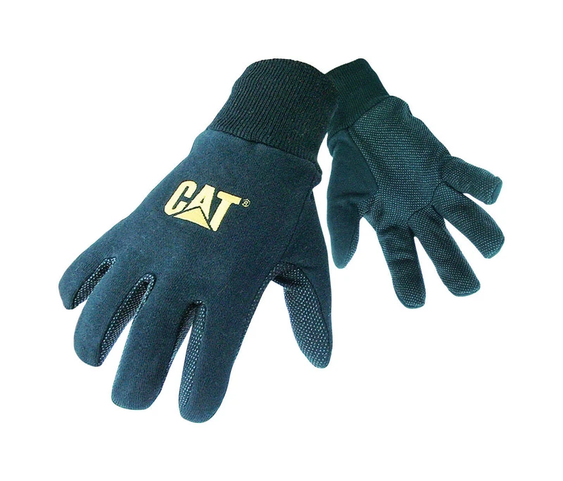 Erpillar Cat015400l Large Black Jersey Gloves With Pvc Micro Dotted Palm