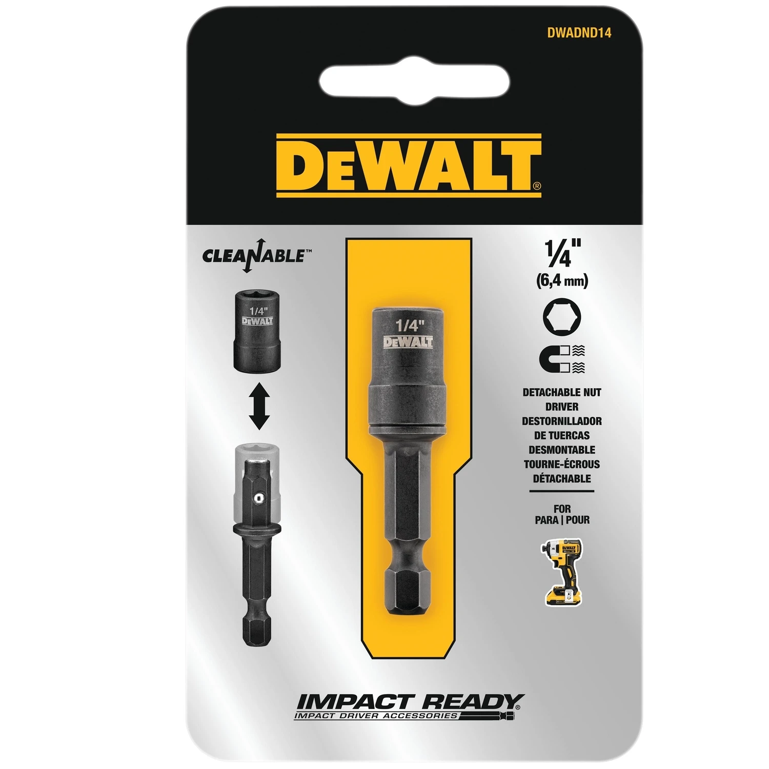 Impact Ready Detachable Nut Driver, 1/4 Inch Size, Durable Construction