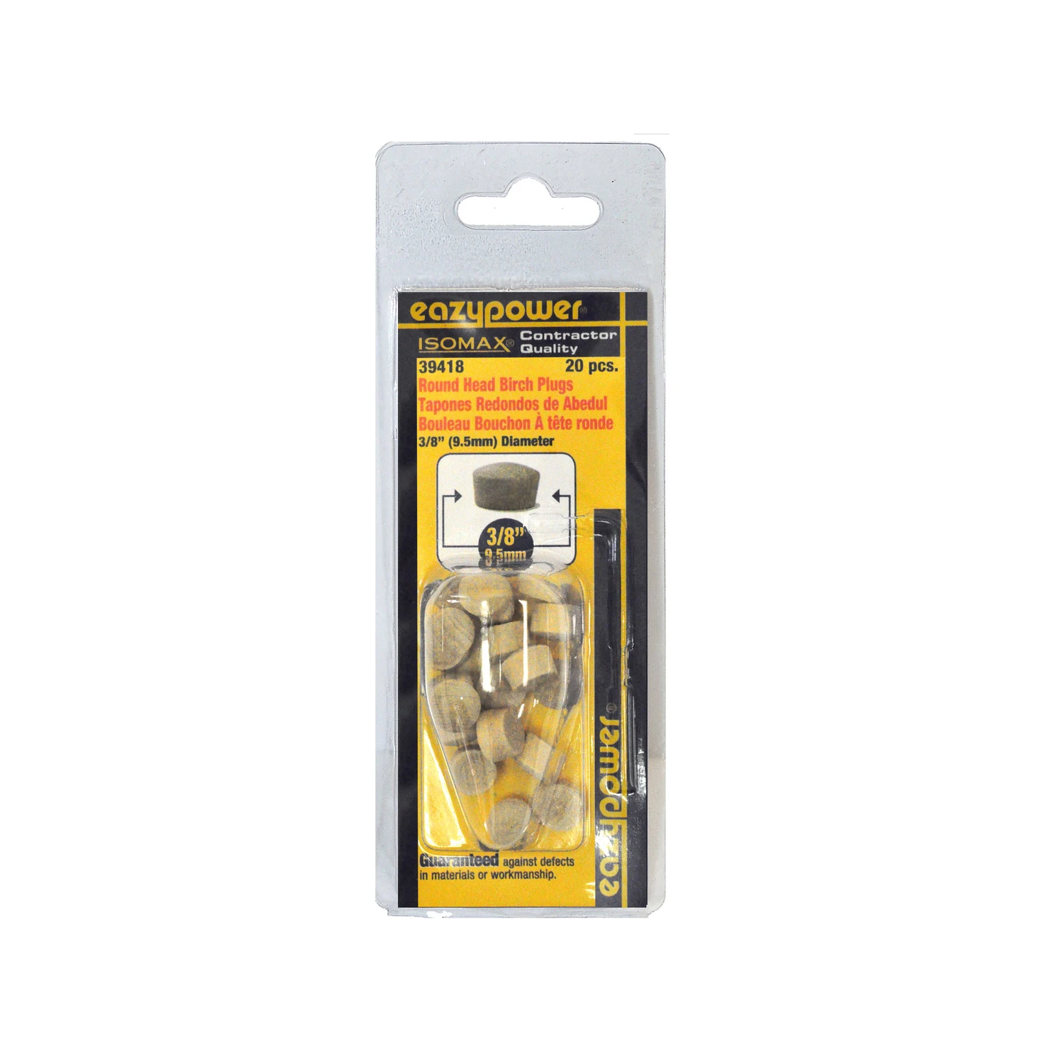 Round Head Plug, 3/8 In., 20-Pk.
