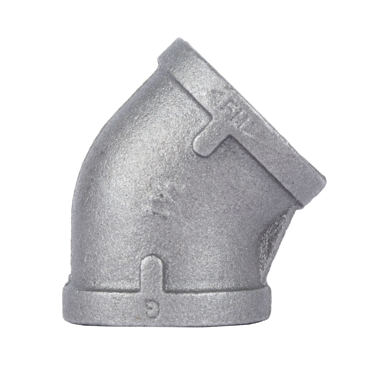 1 and 1/2 Inch Black Steel Pipe 45 Degree Elbow Fitting