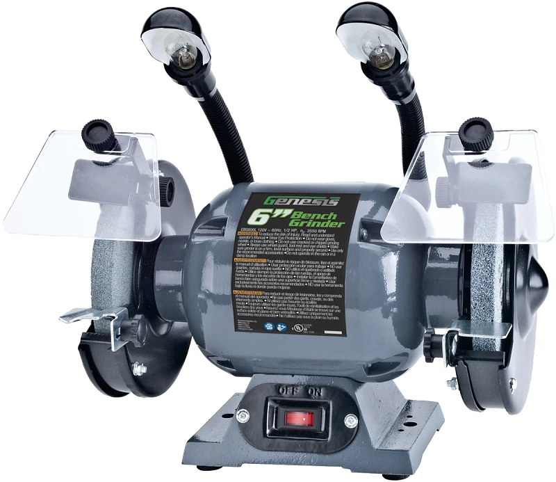 6 In. Bench Grinder With Lights, 1/2 Hp Induction Motor, Model Gbg600l