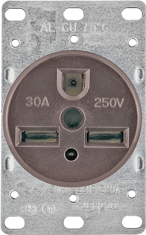 1234-box 30 Amp 250 Volt Nema 6-30r Power Receptacle, Brown