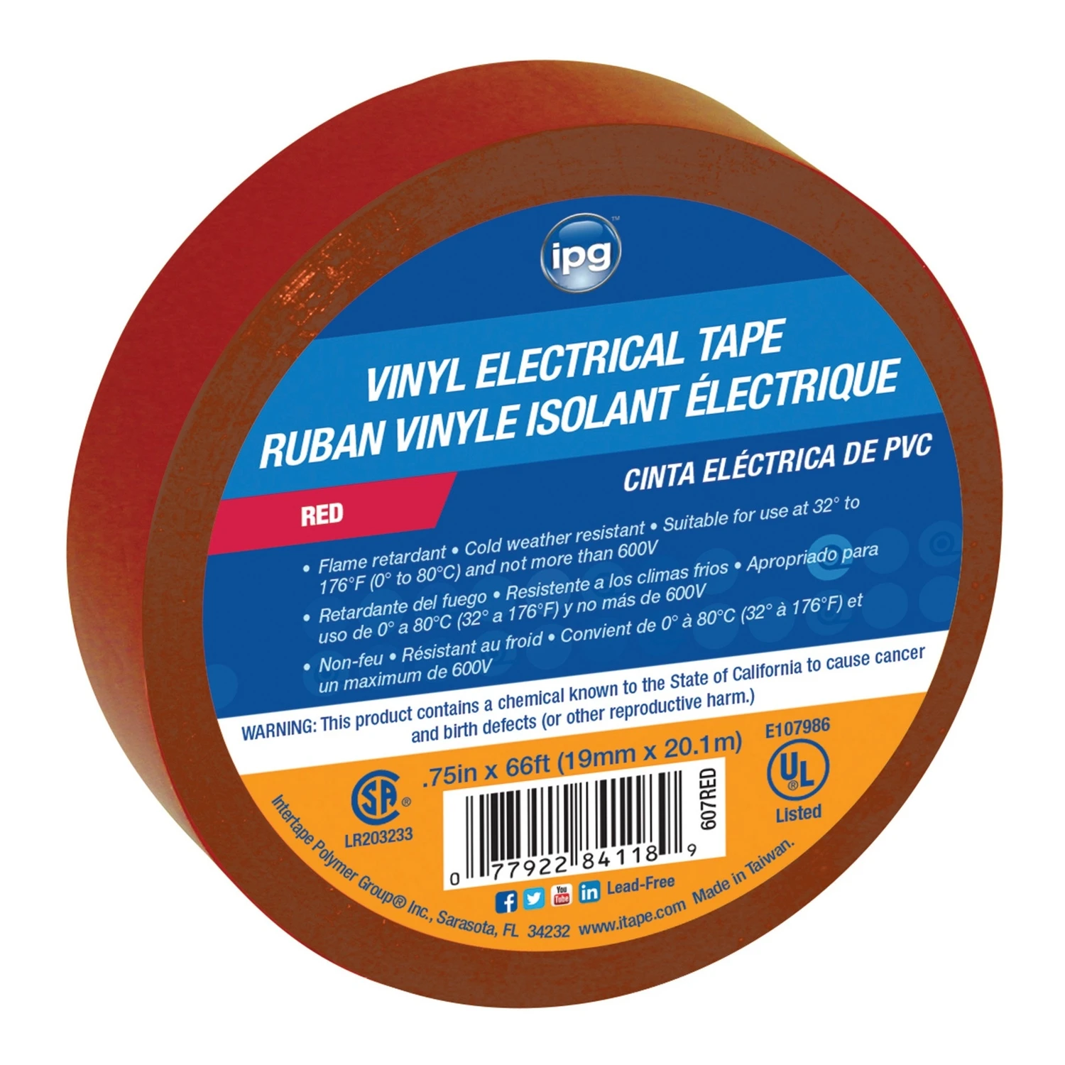 .5in. x 60ft. Red Vinyl Electrical Tape  85832