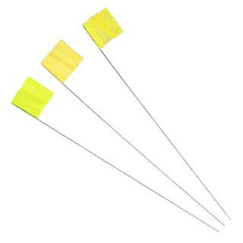 Marking Stake Flag, Yellow, 2.5 x 3.5 In. Flag, 21 In. Stake, 100-Pk.