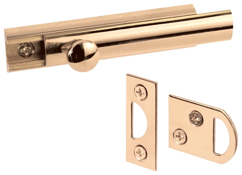 3 In. Polished Brass Door Surface Bolt U 9962 With Keepers