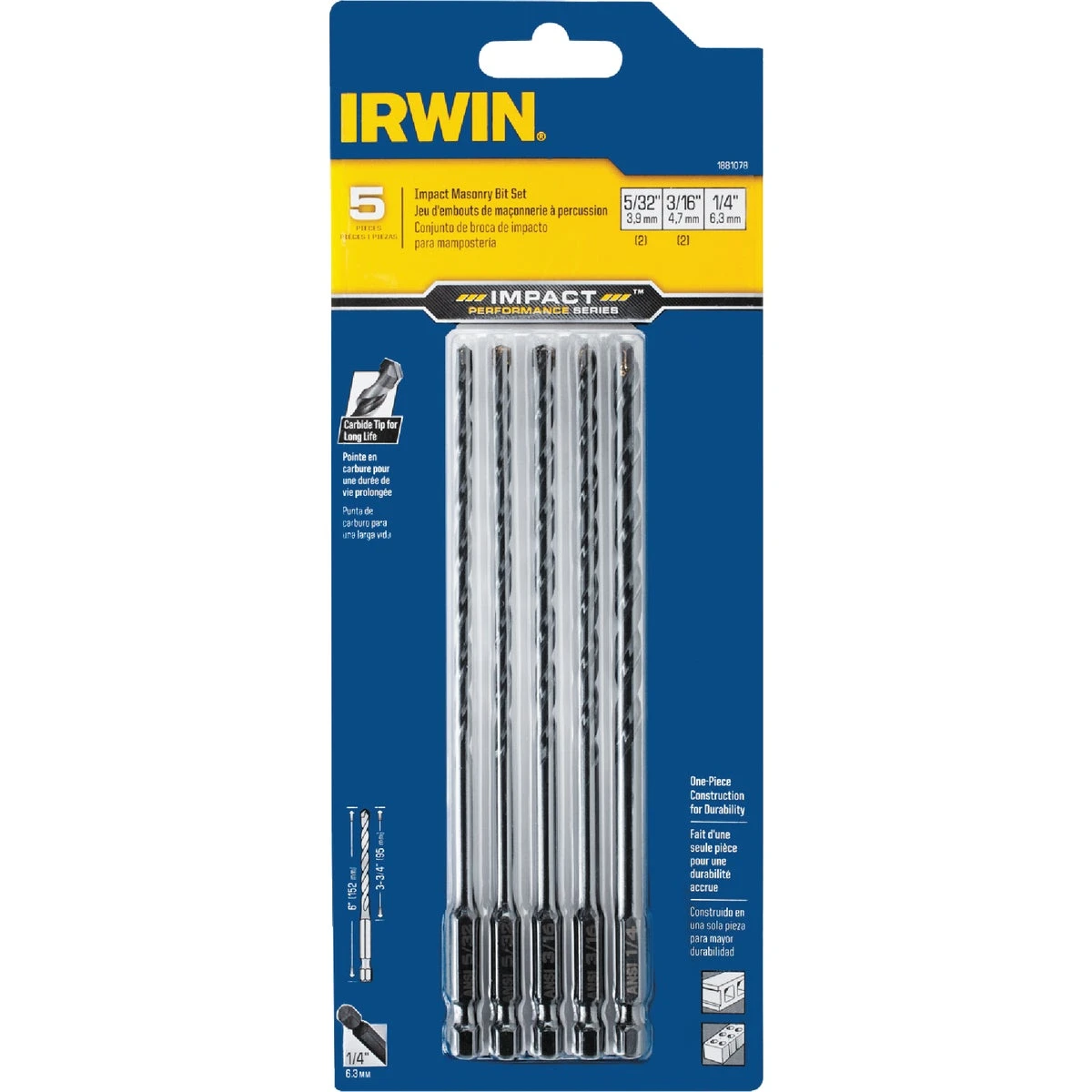 BIT DRILL IMPACT MSNRY 5PC SET