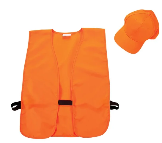 High Visibility Orange Safety Hat and Vest Combo, One Size Fits All