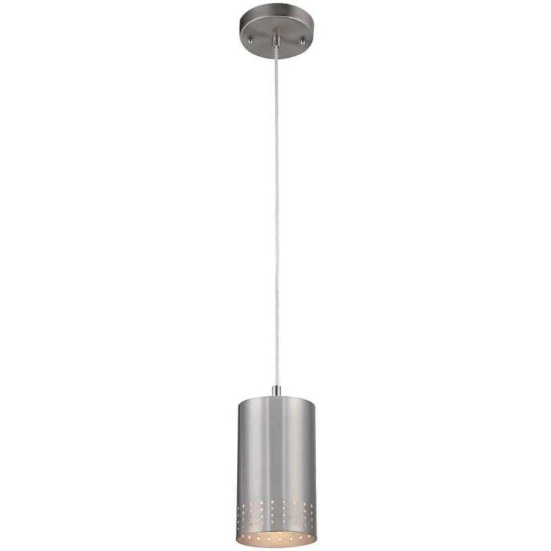 Phelps Brushed Nickel Adjustable Mini Pendant Light Fixture With Perforated Metal Shade