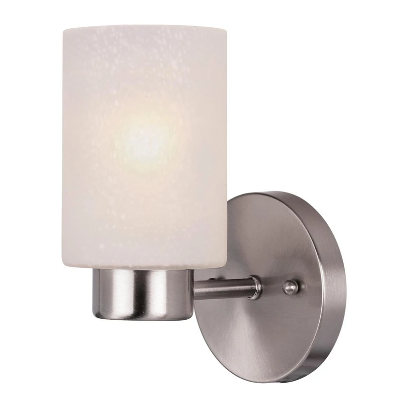 Sylvester Modern Indoor Wall Light Fixture with Frosted Glass Shade in Brushed Nickel Finish